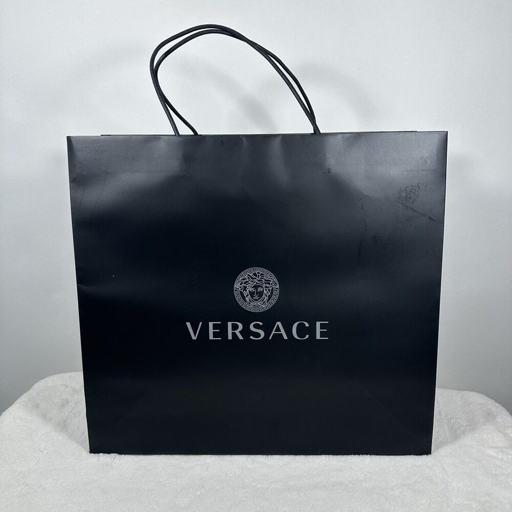 Versace 18”x16”x8” Authentic Black Shopping Paper Bag Gift Tote Large
